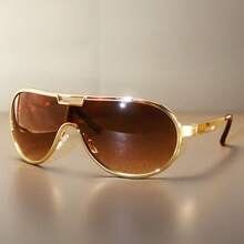 Unisex Sunglasses - Ultra UV Protection UPF4000 Level, Heavy Metal Frame Retro Pilot Glasses - Suitable For Outdoor, Driving, Construction - Includes Storage Box - Fashionable Street Style Essential,  Enthusiast's Choice - 金框黑色 - 查看 3