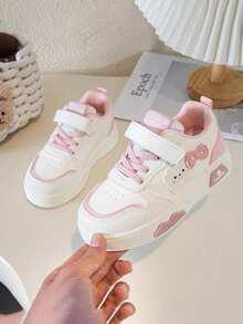 1 Pair Children's Casual Sneakers, 2025 All Season, Boys' Leisure Skate Shoes, New Low-Top Girls' White Shoes, Soft Bottom Fashion Skateboard Shoes, Fashionable Versatile Outdoor Running Shoes - Pink - View 2