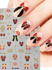 1 Sheet Gold Butterfly Bow Nail Art Stickers Adhesive Sliders DIY Monn Sun Flower Nails Polish Manicure Sticker Decals Nail Supplies - Multicolor - View 5