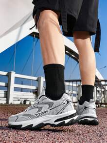 All Season Men's Basketball Shoes, Training Shoes, New Plus Size Men's Shoes, Rubber Sole Student Sports Casual Shoes, High Elasticity Shoes (Sole Pattern Design Random) - Silver - View 5