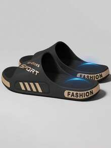 Zapatillas Gruesas Para Hombres De Suela Gruesa Adecuadas Para El Uso En Interiores Y Exteriores En Verano, Proporcionando Alta Durabilidad, Comodidad, Diseño Antideslizante Y Con Forma De Poo, Ideales Para Parejas - Negro y dorado - Ver 11