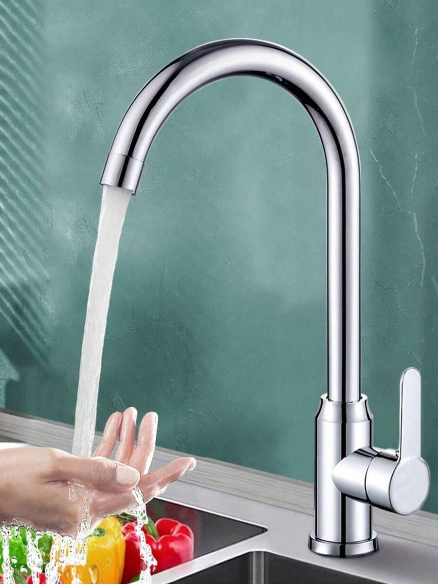 360° Swivel Stainless Steel Kitchen Faucet - With Water Supply Hose, Bathroom And Toilet Cold And Hot Water Faucet, Splash-Proof, Soft Bubble Outlet - Multicolor - View 1