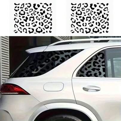 2PCS Metallic Stickers, Leopard Print Car Stickers, Cow Print Wall Decals, Black Geometric Car Body Decorations, Reflective Stickers For Mirrors, Car Accessories, Car Decorations,Metal Stickers,Car Stickers,Car Decals