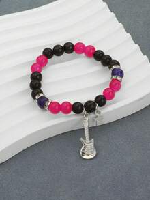 1pc Retro Casual Versatile Guitar, Star & Heart Beaded Bracelet, Creative Design Suitable For Music Festivals (Based On Actual Item) - Multicolor - View 3