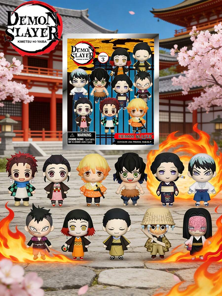 Crunchyroll 官方授权《鬼灭之刃》盲盒，内含1个随机动漫角色钥匙扣毛绒玩偶（祢豆子、善逸、伊之助、炭治郎、忍、义勇），可作钱包、背包装饰，适合生日、周年纪念、派对、馈赠亲友等场合，粉丝礼物。 - MN-74540 - 查看 1