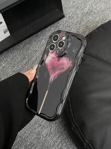 Romantic Abstract Heart Smoke Pattern Phone Case, Suitable For IPhone 17 16 15 14 13 12 11 Pro Max Plus, Birthday/Valentine's Day/Couples Gift Choice - Black - View 3