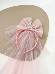 1 pieza Diadema corona de cumpleaños para niña, accesorio para fotografía, decoración de cabello de princesa - Rosa - Ver 3