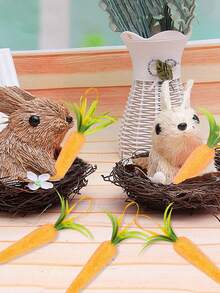 40pcs Of Colorful Foam Easter Bunnies, Eggs, And Carrot Decorations Set For Spring Home And Festive Party Decor. - A - View 2