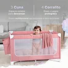 cunas para bebésESQUIMAL Cuna para Bebé 4 en 1 Colecho Moisés Cama de Viaje y Corral de Juegos Plegable y Portátil con Toldo Mosquitero y Cambiador. Ideal 0 a 3 Años Rosa - rosa - Ver 3