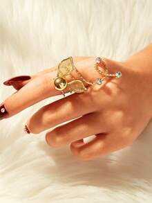 1 pieza Anillo de primavera con flor de perla exagerada y de moda - Amarillo Oro - Ver 12