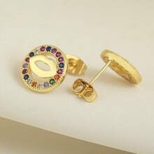 New Round Lip Shape Copper Inlaid Zirconia Stud Earrings For Women Gold Plated Compact Sexy Ear Jewelry Birthday Party Gifts - Colorful - View 2