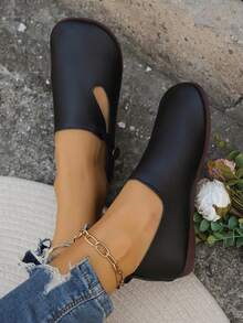 New European And American Imported Soft Bottom Flat Loafers, Comfortable Versatile Slip-On Casual Grandma/Mother Shoes - Black - View 5