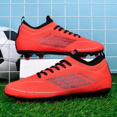 1 Pair Unisex Football/Soccer Shoes, Low-Top Outdoor Soft Ground Cleats, Lace-Up, Anti-Slip, Durable AG/FG Spikes, Lightweight High-Performance Professional Soccer Boots, Factory Direct