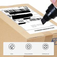 1支宽头速干修正液/笔，适用于快递标签、热敏纸，速干修正液可用于遮盖个人信息和送货地址。 - 黑色 - 查看 4