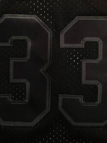 33# Men's Black Basketball Jersey, Casual Embroidered Crew Neck Sports Top, Party Outfit Spring - Black - View 3