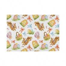 Easter Placemats Set Of 6 Watercolor Easter Rabbit Egg Placemat Table Place Mats For Dining Kitchen Table Washable - Pattern4 - View 2