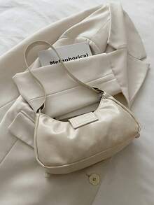 1pc Women's Vintage Riding Style Rivet Adjustable Strap Crossbody Bag, Large Capacity Soft Gradient Color Shoulder/Underarm Bag, Suitable For Work, Date, Party, Shopping, Wallet Storage, Suitable For Young Women, College Students, New White-Collar Workers, Office Workers. Very Suitable For Office, Campus, Work, Business, Commute, Outdoor Activities, Travel And Outings - Beige - View 7