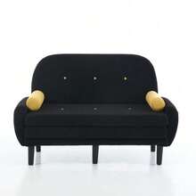 Sofas & Couches - Black + Corduroy + Foam + Iron + Plastic + 2 Seat + Foam-1 - View 3