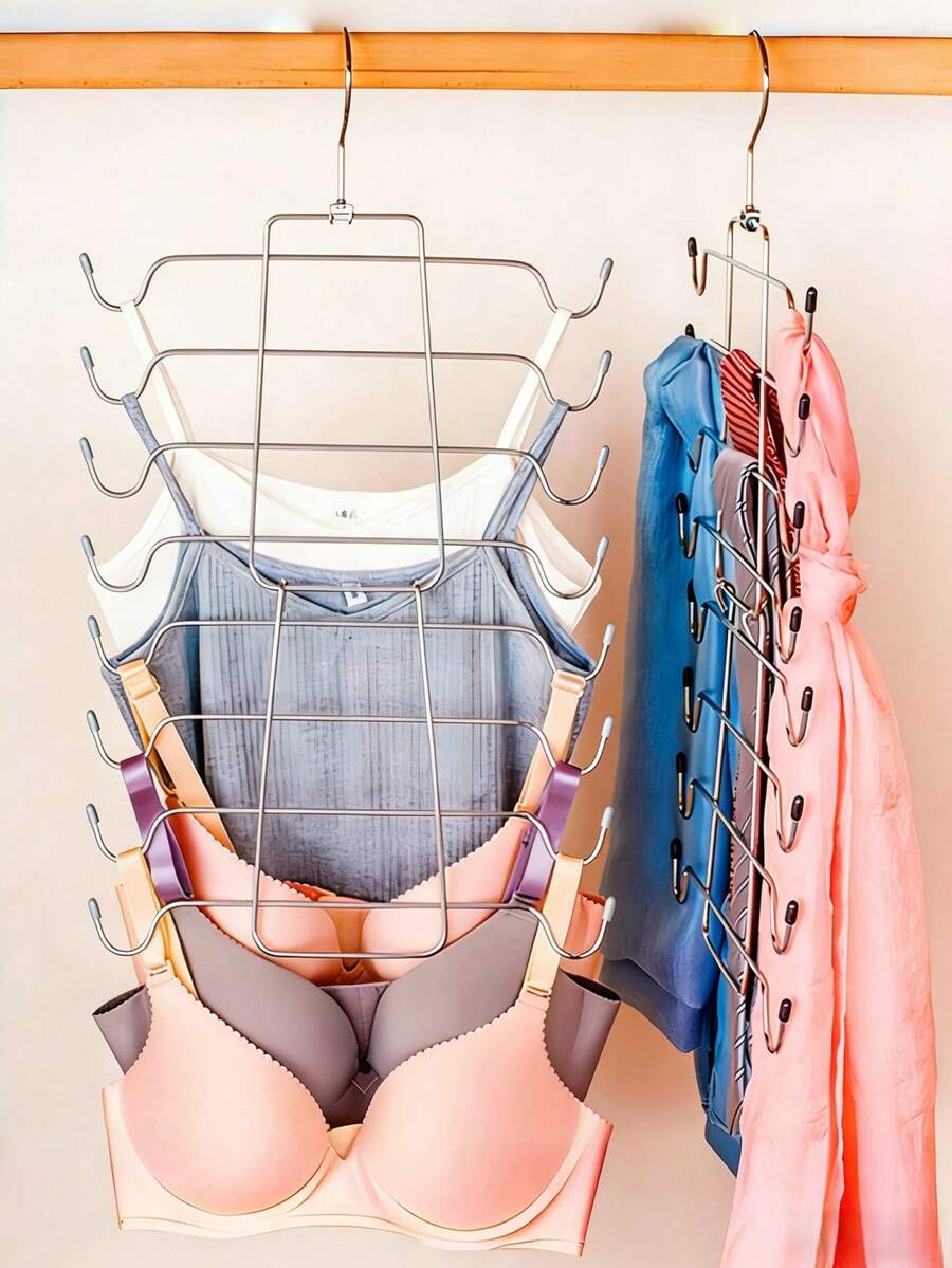 1pc Silver Tank Top Hanger, Space-Saving Bra Lingerie Closet OrganizerTank Top Hanger Bra OrganizerLingerie HolderCloset Organizers And StorageHanging Closet Organizer - one-size - View 1