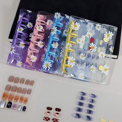 A7双环雏菊活页夹封面，可拆卸3D水晶泡泡贴纸簿，带可撕贴纸页的贴纸书，透明卡套，160页替换内页，DIY收纳笔记本，文具收纳盒，返校季、新年、生日、情人节、办公用品季必备，精美礼品