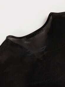 Modern Filipiniana Women's Spring/Summer Floral Print Ruffle Puff Sleeve Cropped Cardigan, Black - Black - View 6