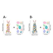 1/2pcsHappy Easter Window Clings Cute Bunny Rabbit And Colorful Eggs Sticker Double Sided Static Decal For Glass Door Storefront Home Holiday Party Decoration Spring Seasonal Ornament - Multicolor - View 5