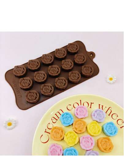 1-Piece Minimalist Practical Clear Rose 15-Cavity Silicone Baking Mold Material Easy-Release Heat-Resistant Chocolate Fondant Cookie DIY Making Home Baking Holiday Party Dessert Tool Sweet Gift For Mother's Day , Kitchen Essentials, Kitchen Gadgets, Home Decor, Kitchen Items, Kitchen , Valentine's Day