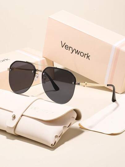 Verywork 1 pieza Gafas de sol de mujer con marco de metal de estilo piloto, alegre y nunca pasado de moda, el estilo perfecto de chica genial para la playa, fiestas, salidas, conducir, pescar, vacaciones, que aporta un toque de sofisticación