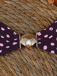 Polovedo官方新款春夏性感优雅休闲棕紫色波点印花三件套泳衣，适合海滩、约会、度假、派对等场合。随机印花，非定位印花。 - 彩色 - 查看 4