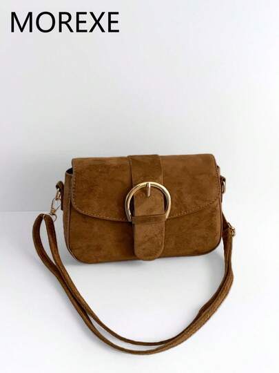 Kadınlar için Küçük Kapaklı El Çantası, Moda Kemer Tokası Detaylı Kare Çanta, Omuz Çantası