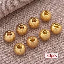 30颗磨砂圆形黄铜珠，18K镀金，3/4/5/6毫米金属球珠，散珠隔珠，适用于珠宝制作，如手链、项链、耳环等工艺品。 - 彩色 - 查看 11