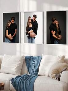 3pcs/Set Customized Canvas Wall Art, Framed Canvas Painting For Indoor Room Decor, Personalized Commemorative Photo Print For Wedding And Bedroom - Multicolor - View 7