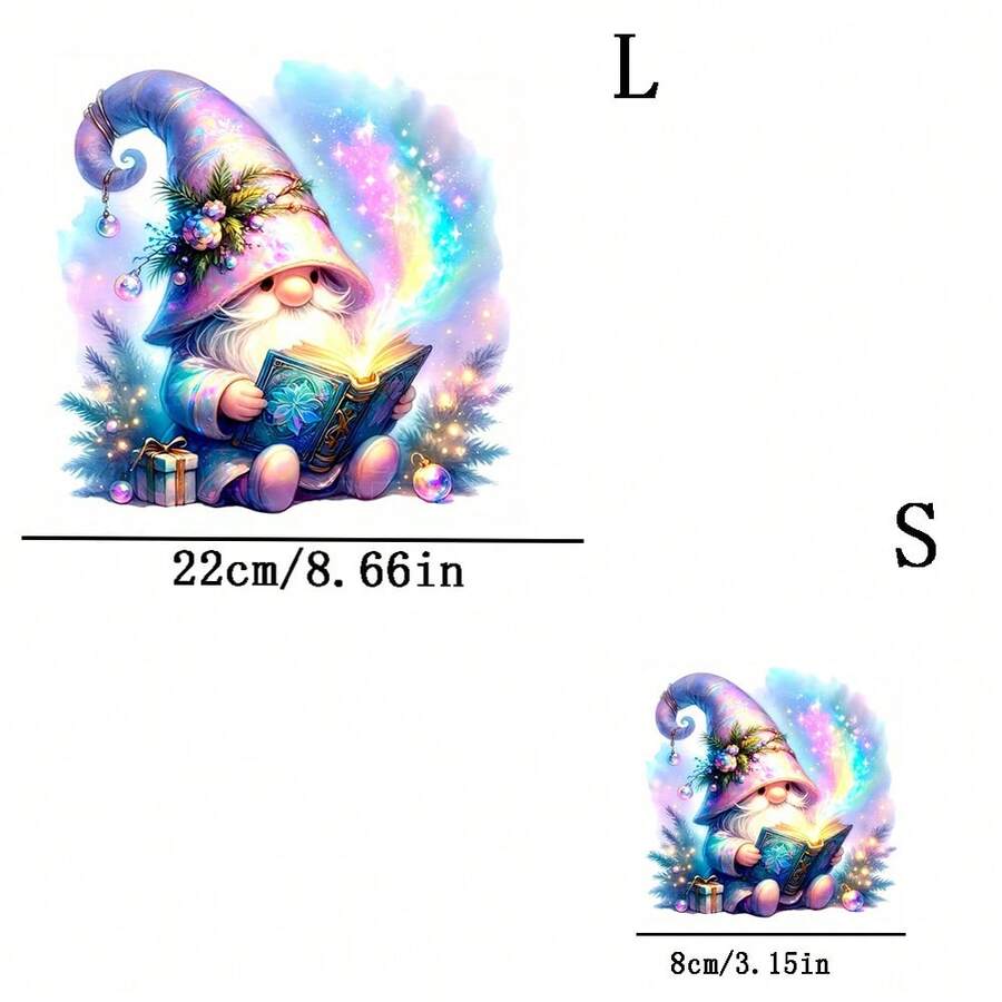 1pc/2pcs/3pcs Aurora Dwarf Pattern Heat Transfer Stickers, DIY Iron-On Patches, Suitable For T-Shirt Making, Pillow Decor, Backpack, Cushion, Pants, Sofa Cover, Waterproof & Fade-Resistant - L+S - View 1