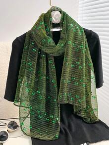 1pc New Spring And Summer Sequin Scarf Shawl Headscarf Sunscreen Beach Scarf, Suitable For Beach Vacation Shawl, Adds Highlights To Your Style And Is A Festive Gift - Scarf - View 7