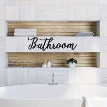 1pc Metal Bathroom Wall Decor Plaque - Black Iron Letter, Iron Metal Wall Art, Classic Style, Reusable And Removable, Suitable For Home Decor - Black - View 8