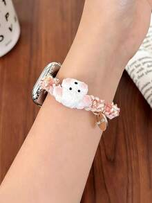 1个女士可爱小狗弹力发圈，时尚表带，兼容38/40/41/42/44/45/49/46mm Ultra2/Ultra/SE/10/9/8/7/6/5/4/3/2/1 - 紅繩[白色小狗] - 查看 7