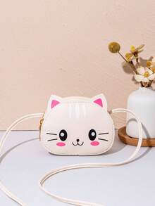1pc Girls' Mini Cute Sweet Crossbody Bag, Kids Adorable Cat Print Casual Small Pouch, Girls' Small Coin Purse, Change Purse, Snack Bag, Travel Daily Use Crossbody Bag Handbag - M1997 - View 13