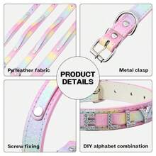 Personalized Dog Collar, PU Leather Small Dog Cat ID Collar With Rhinestone Heart & Star Decor, Suitable For Small/Medium/Large Dogs - Multicolor - View 6
