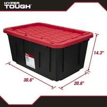 Pack Of 6/3/2, 40-Gallon Heavy-Duty Plastic Storage Box With Snap-Lock Lid, Black And Red Color Scheme, Extra-Large Capacity Storage Box, Garage And Household Large Item Storage Box-Local Delivery - 黑紅 - 查看 11