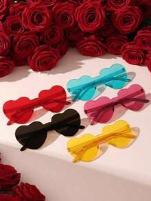 14pcs, 8pcs, 5pcs, 12pcs, 16pcs, 25pcs, 50pcs Heart Shaped Fashion Glasses, Elegant For Party And Everyday Use, All Seasons - Multicolor - View 41