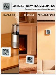 1/2pcs Mini Smiling Face Thermometer Hygrometer, Double-Sided Adhesive LCD Display, Precise Monitoring Of Indoor/Outdoor, Bedroom, Dining Room, Office, Reptile Tank Temperature & Humidity Changes - Multicolor - View 4