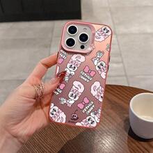 かわいいバニーのスマホケース、 16、15、14、13、12、11 Pro Max、X、XR、XS Max、8、7 Plusに適したマットなアンチドロップバックカバー払いき。 - 半透明のパウダー - チェックする 2