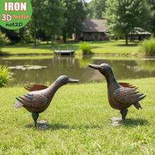 Estátua de Metal de Pato Estilo Vintage para Jardim Externo - Escultura de Jardim Artesanal para Primavera, Verão, Fazenda, Pátio, Quintal, Varanda e Decoração de Beira de Piscina - Presente Único para Dia das Mães, Casamento, Inauguração, Halloween e Natal - Animal - Visão 4