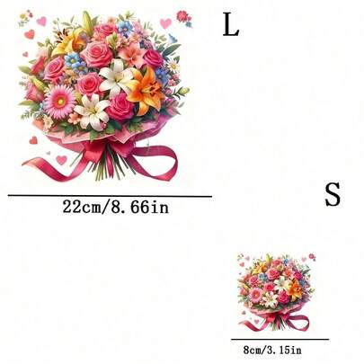 1pc/2pcs/3pcs Romantic Floral Motif - Pink Love, Hand-Painted Rose & Lily Floral Heat Transfer Print, For DIY T-Shirt, Sweatshirt, Jeans, Hoodie, Backpack, Jacket, Handbag, Pillow