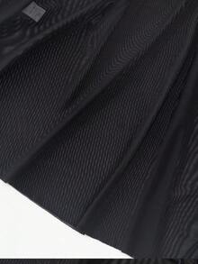 2pcs Lace Patchwork Front Slit Asymmetrical Hem Sexy Nightgown - Black - View 7