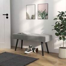 Upholstered Bench, Velvet Look, Seat, Bed Bench, Entryway Bench, X Pattern, Up To 120 Kg, Grey, 100 X 36 X 45 Cm, For Bedroom - Grey - View 8