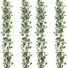 1pc 70.86 Inch Artificial Eucalyptus Wreath With White Flowers, Silver Dollar Eucalyptus Leaves And Gypsophila Floral Vines, Artificial Green Leaf Vines, Suitable For Couple Dates, Home Decor, Porch, All Season Celebrations, Wedding Backdrops, Party Walls, Fireplace Mantels, Decorative Hanging Greenery - Eucalyptus Leaf Cane - View 13