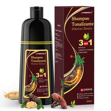 IIIMEIDU MEIDU Hair Dye, 500ml, Unisex Shampoo And Dye, 3 In 1 Long-Lasting, Effectively Covers Gray Hair, Contains Ginseng, Ginger, Black Sesame And Other Extracts For Hair Care, Suitable For All Hair Types. - 深棕色 - 查看 2