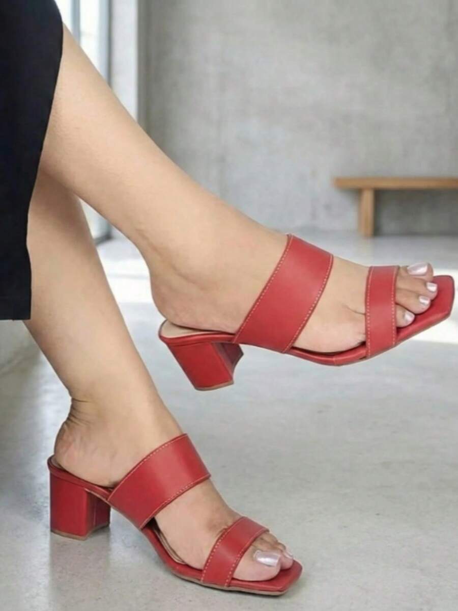 Women's Tropical Vacation Clogs PU Leather Layered Party - 紅色 - 查看 1