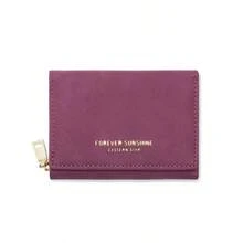 High-Quality Korean Style Minimalist Velvet Trifold Student Wallet, Women Coin Purse - Small - View 9